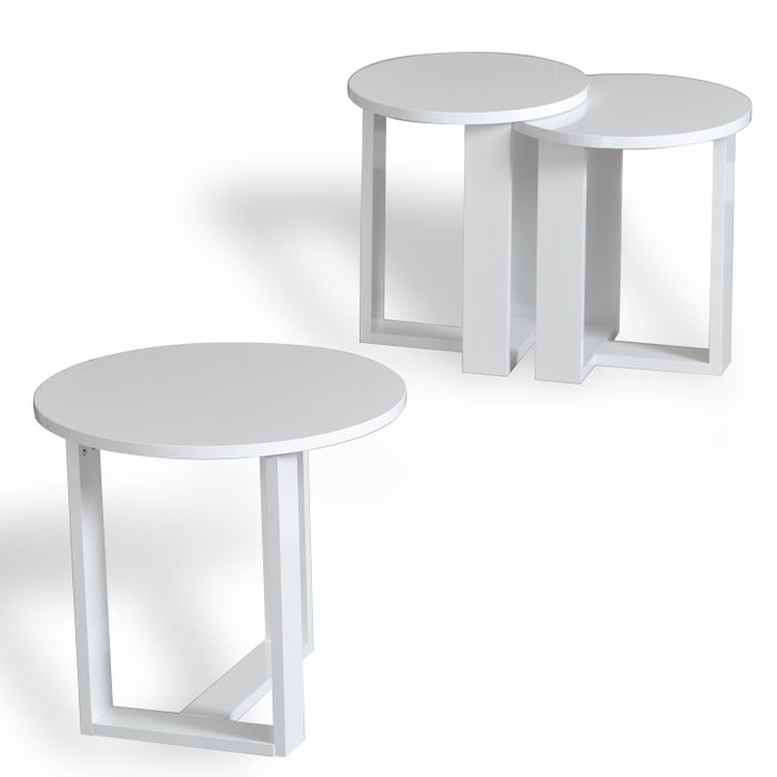 Hanah Home Mira - Mesa Nido Blanca (3 piezas)